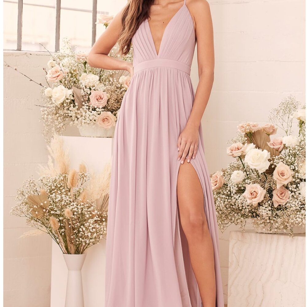 Lulus Ballroom Bliss Dusty Lilac Maxi Dress